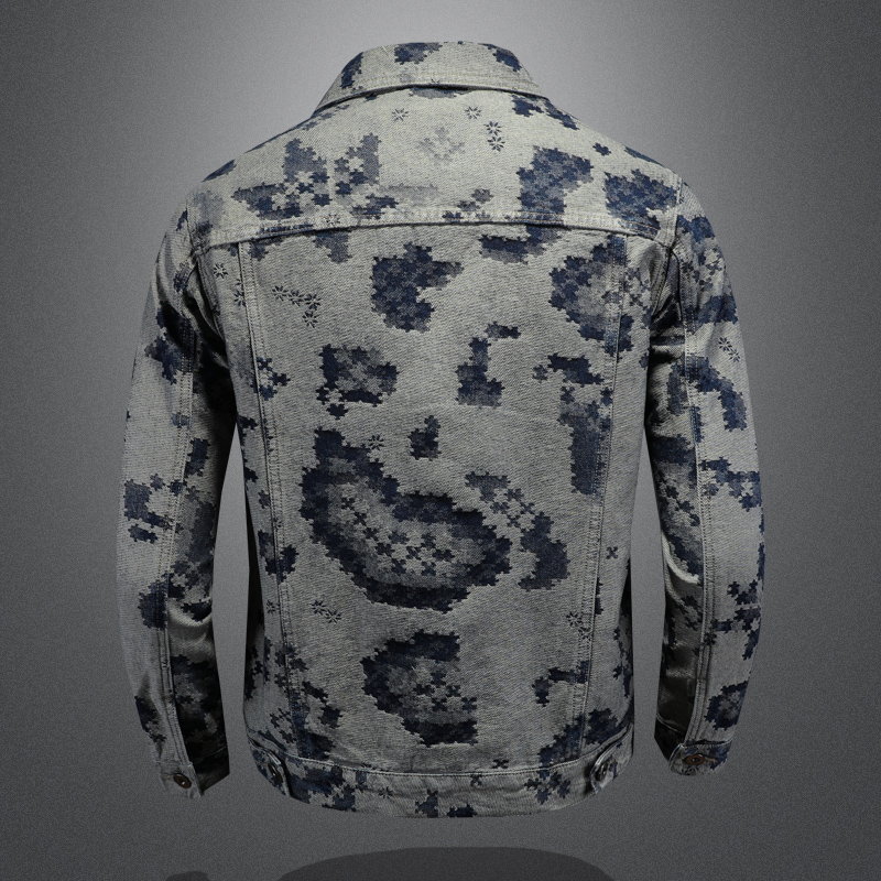 Veste en jean rétro pour hommes, vestes en jean décontractées, jacquard, social, hip-hop, streetwear, combinaison de cow-boy, marque de mode, printemps 2025