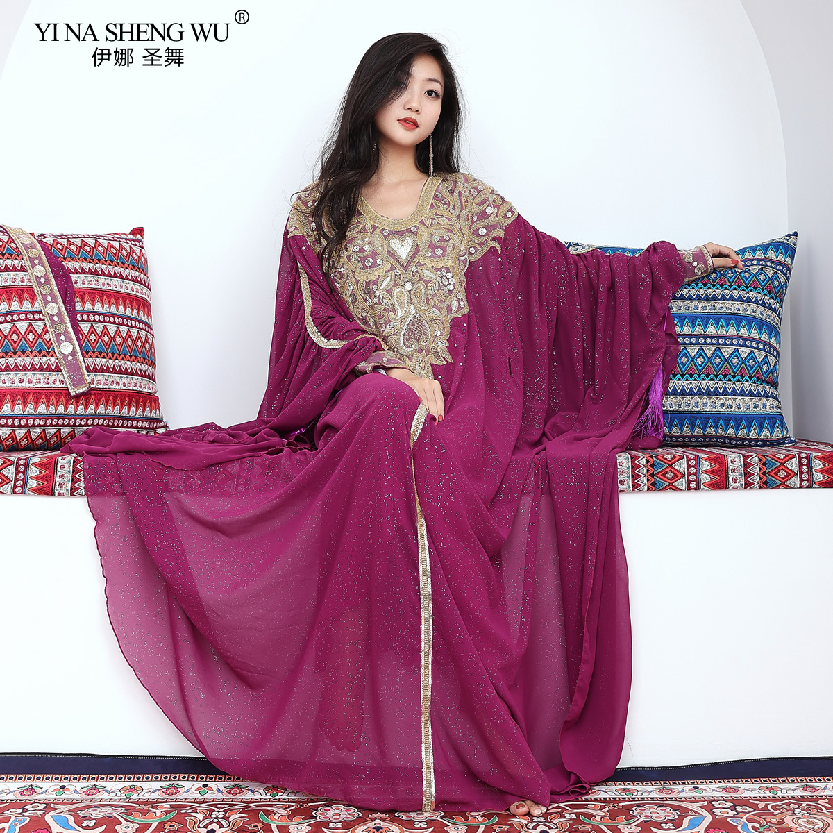 Costume de danse du ventre pour femme, robe longue, performance financière, balançoire tribale, jupe khaleegy, vêtements de scène, robe de danse du ventre, nouveau