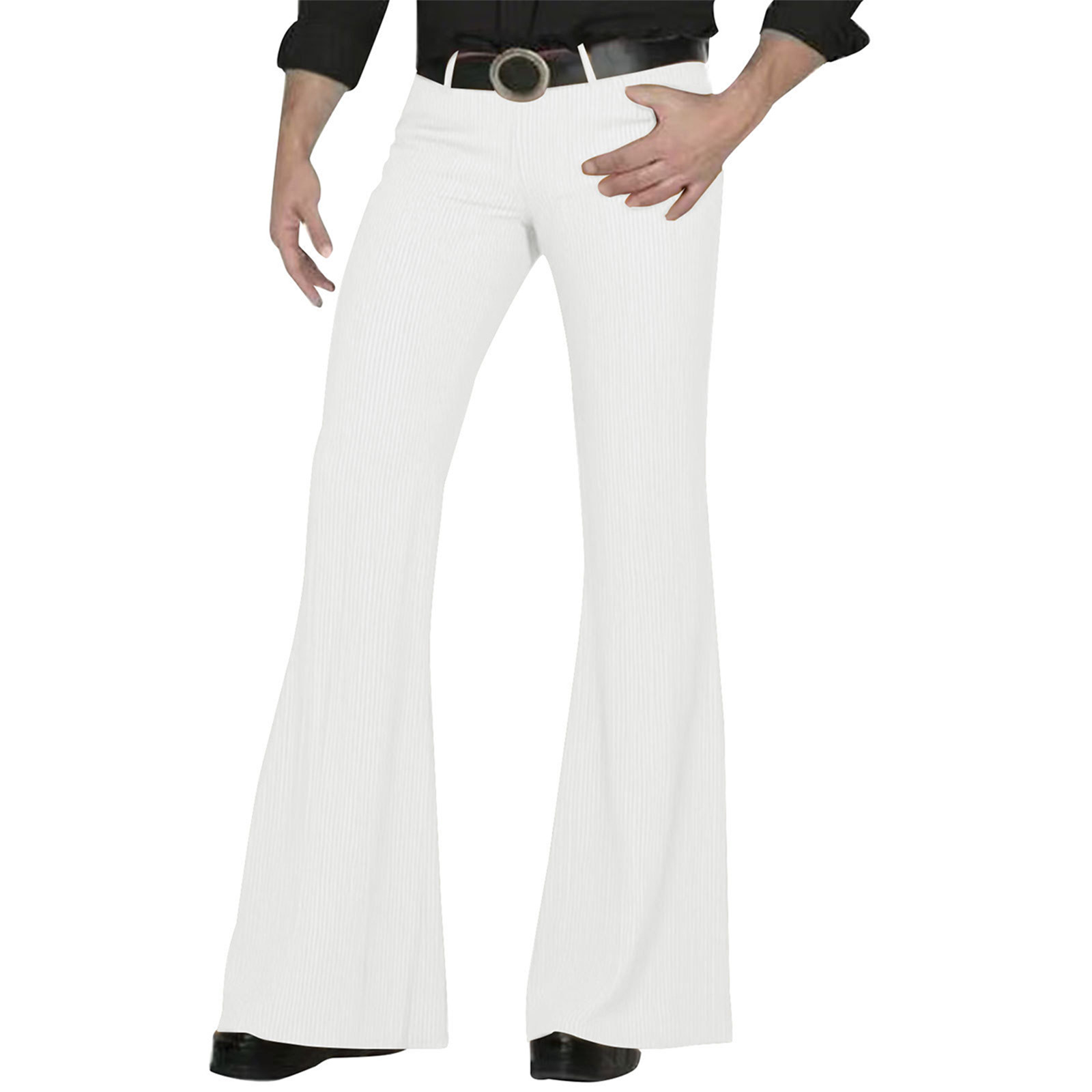 Pantalon évasé Disco rétro pour hommes, ample, extensible, Vintage, coupe évasée, confortable, rétro, sergé extensible