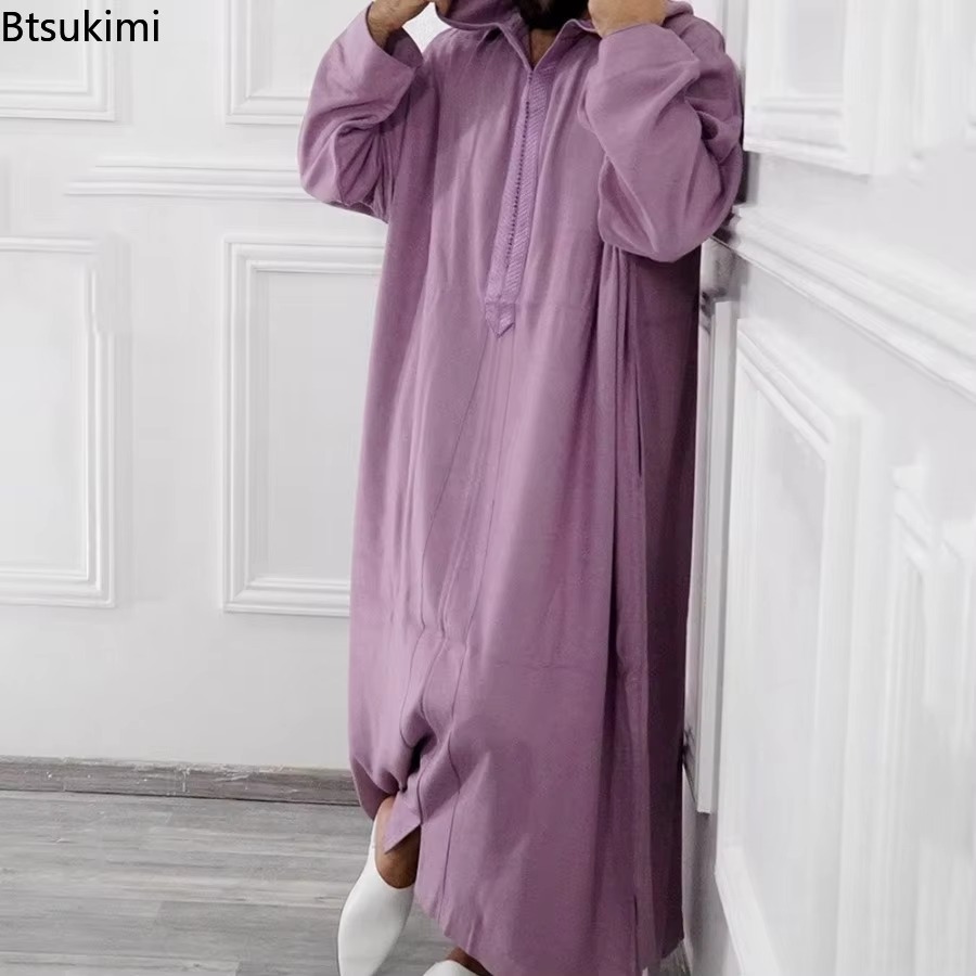 Robe musulmane à capuche pour hommes, vêtements arabes islamiques du moyen-orient, Vintage, ample, manches longues, cordon de serrage, mode masculine, nouvelle collection 2026