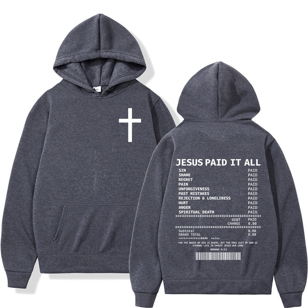 Salut jésus payé tout sweats à capuche verset de la Bible chrétienne hommes femmes vêtements Hip Hop Vintage sweats pulls surdimensionnés