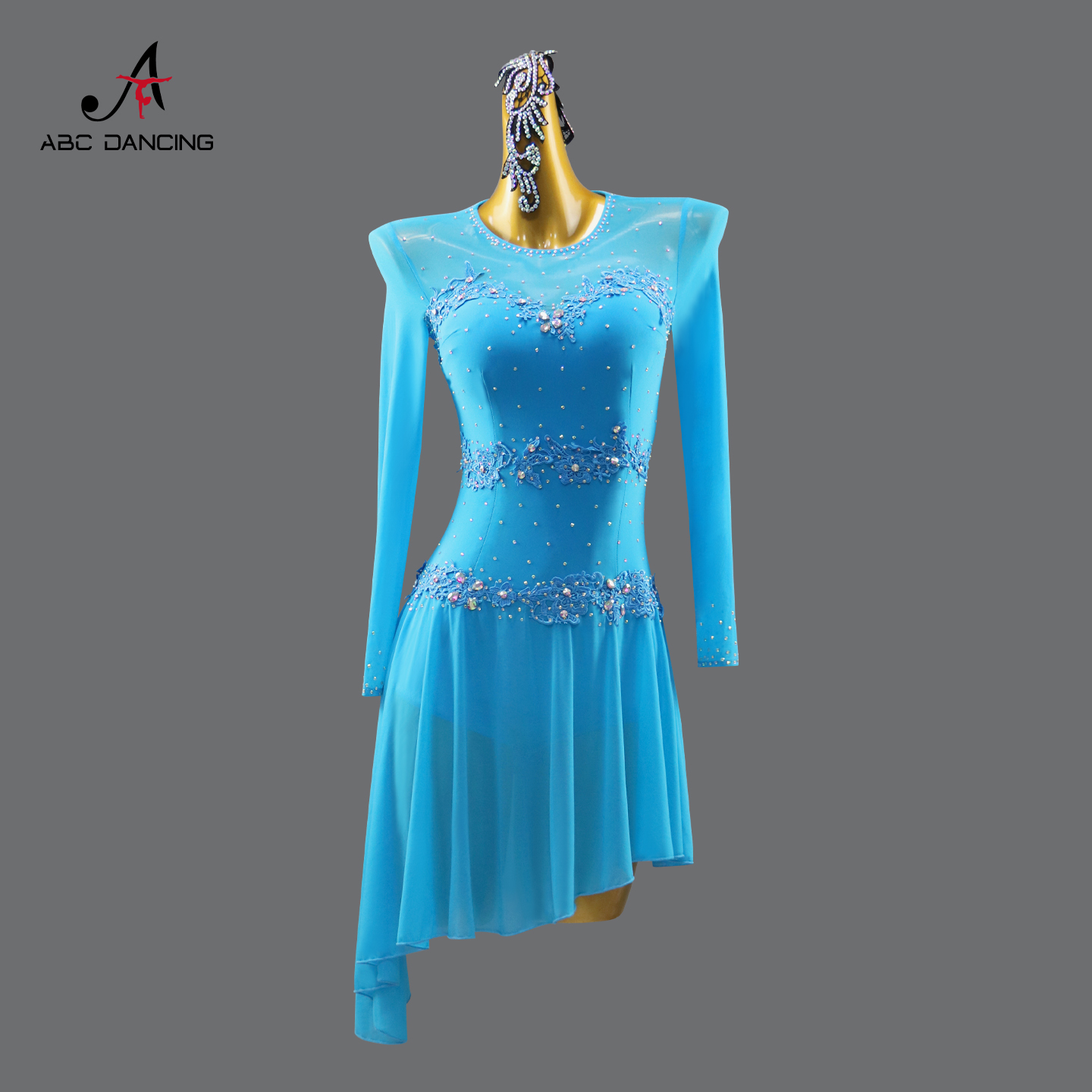 Robe de danse pour femmes, tenue d'entraînement de danse latine, vêtements de compétition de danse de salon, costume de carnaval, tenue de soirée, robe longue à manches longues pour femmes, tenue de fête.