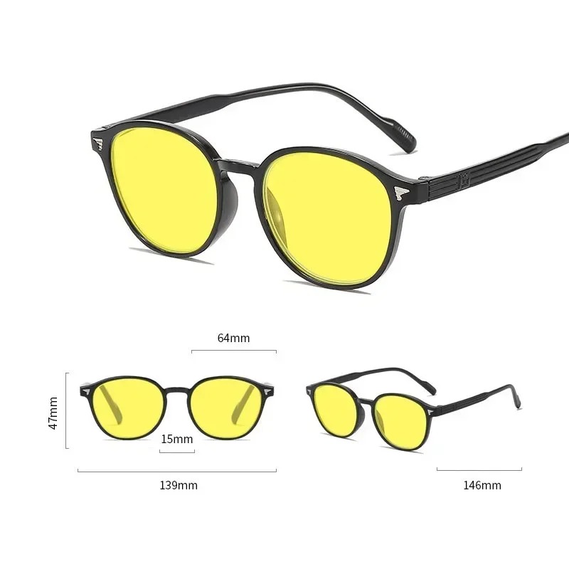 Lunettes de soleil jaunes à grande monture pour hommes et femmes, nouvelles lunettes rétro de vision nocturne, lunettes de conduite haute définition pour ordinateur