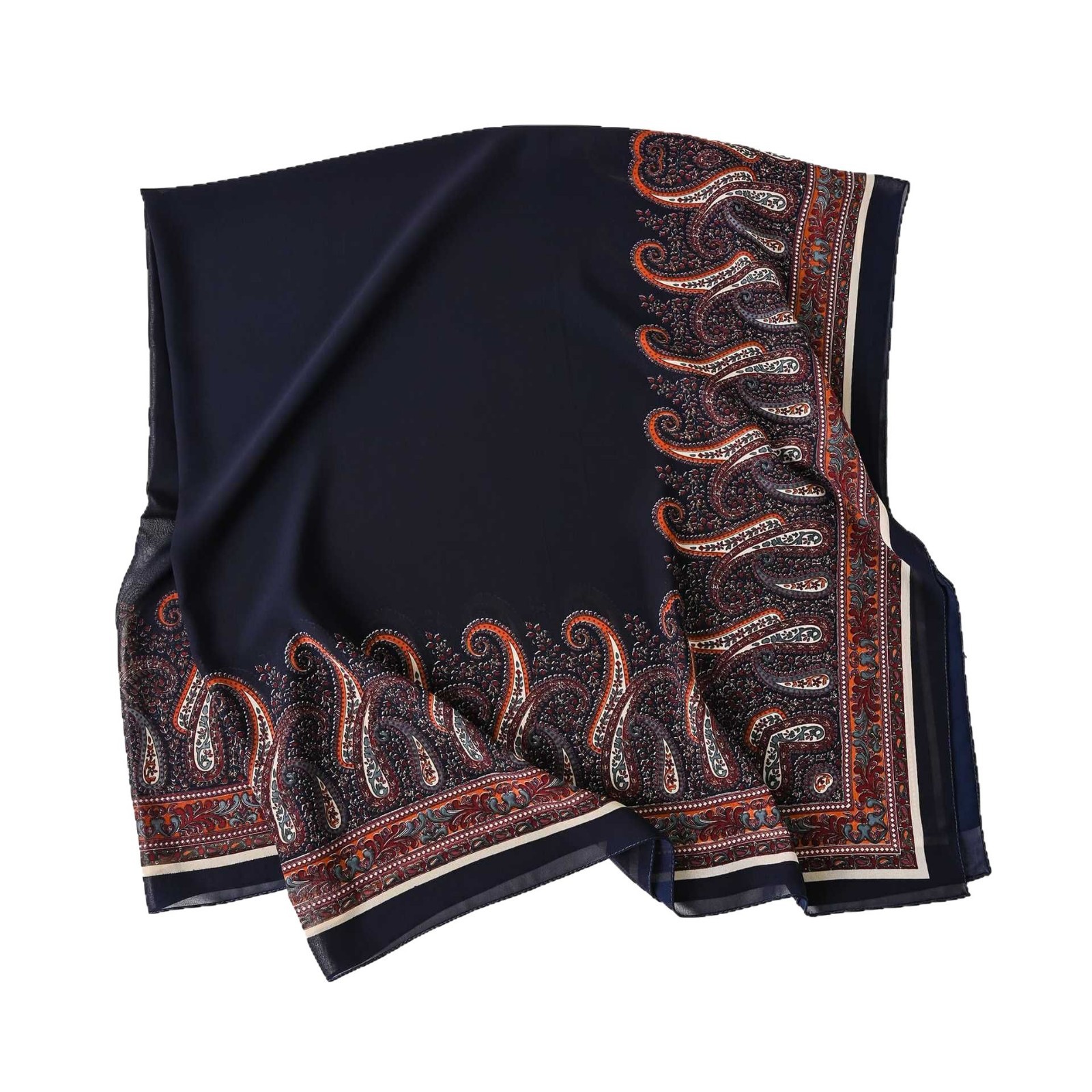 Grande écharpe carrée en gaze imprimée, sensation haut de gamme, foulard en soie, châle fin ethnique pour femmes, SJ2