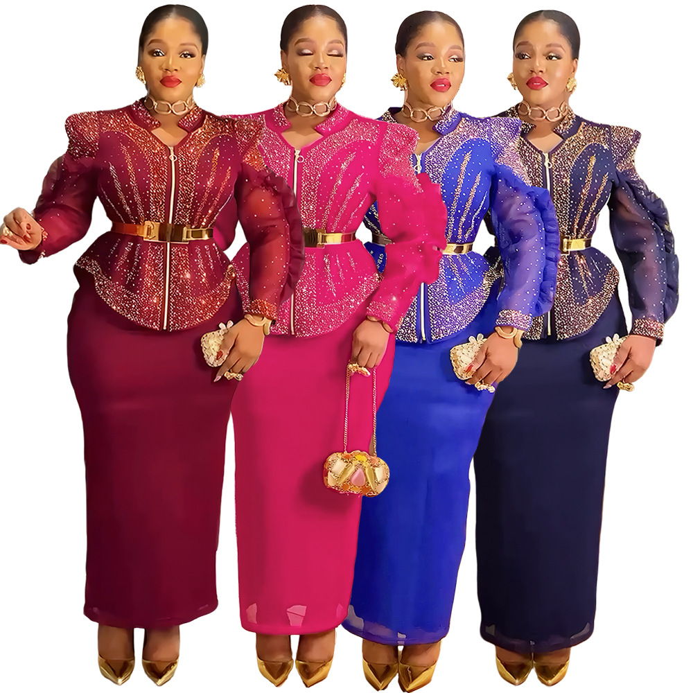 Robes de soirée africaines pour femmes, grande taille, Dashiki Ankara, robe de mariée, ensemble 2 pièces, hauts et jupes, costumes, nouvelles Robes, 2025