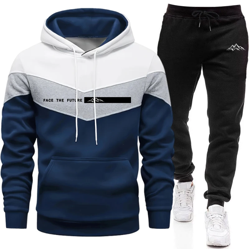 Ensemble de survêtement décontracté pour homme – Sweat à capuche et pantalon de jogging pour sports de plein air – Collection Automne-Hiver – Modèle unique à assortir