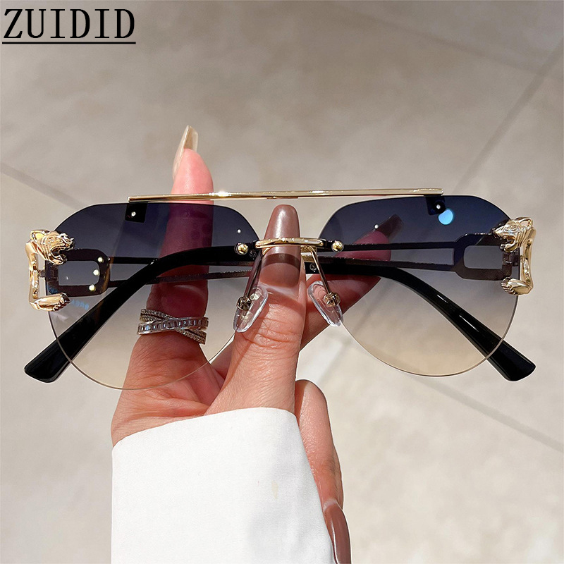2023 Lunettes De Soleil Femmes De Luxe Sans Monture Vintage Lunettes De Mode Lunette Surdimensionné Shades De Soleil Femme Gafas De Sol Mujer Lentes