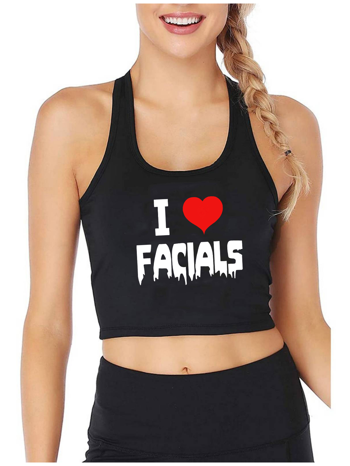 J'aime les faciaux conception coton Sexy mince haut court femmes Humor Style coquaire débardeurs Swinger drôle vilain Camisole