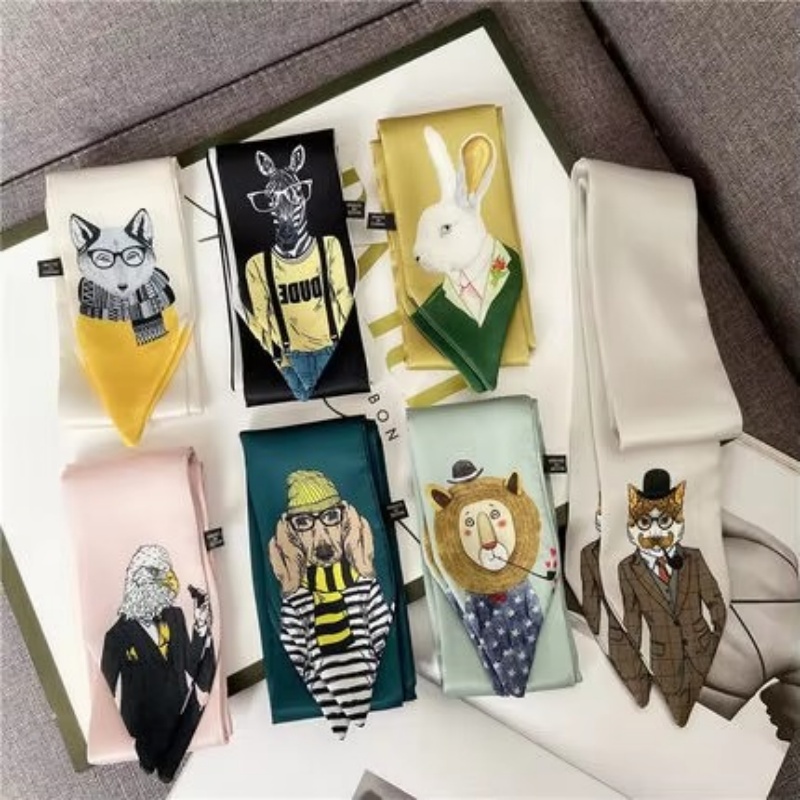 Nouveau Style décoration femmes imprimé style Animal écharpe affaires Europe et amérique petit foulard foulards en soie écharpe maigre