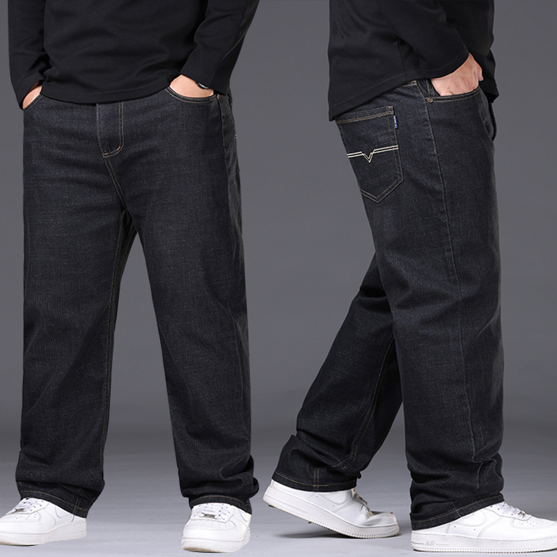 42-50 grande taille hommes jean affaires pantalon Denim décontracté taille haute jambe droite ample élastique confortable pantalon mâle vêtements