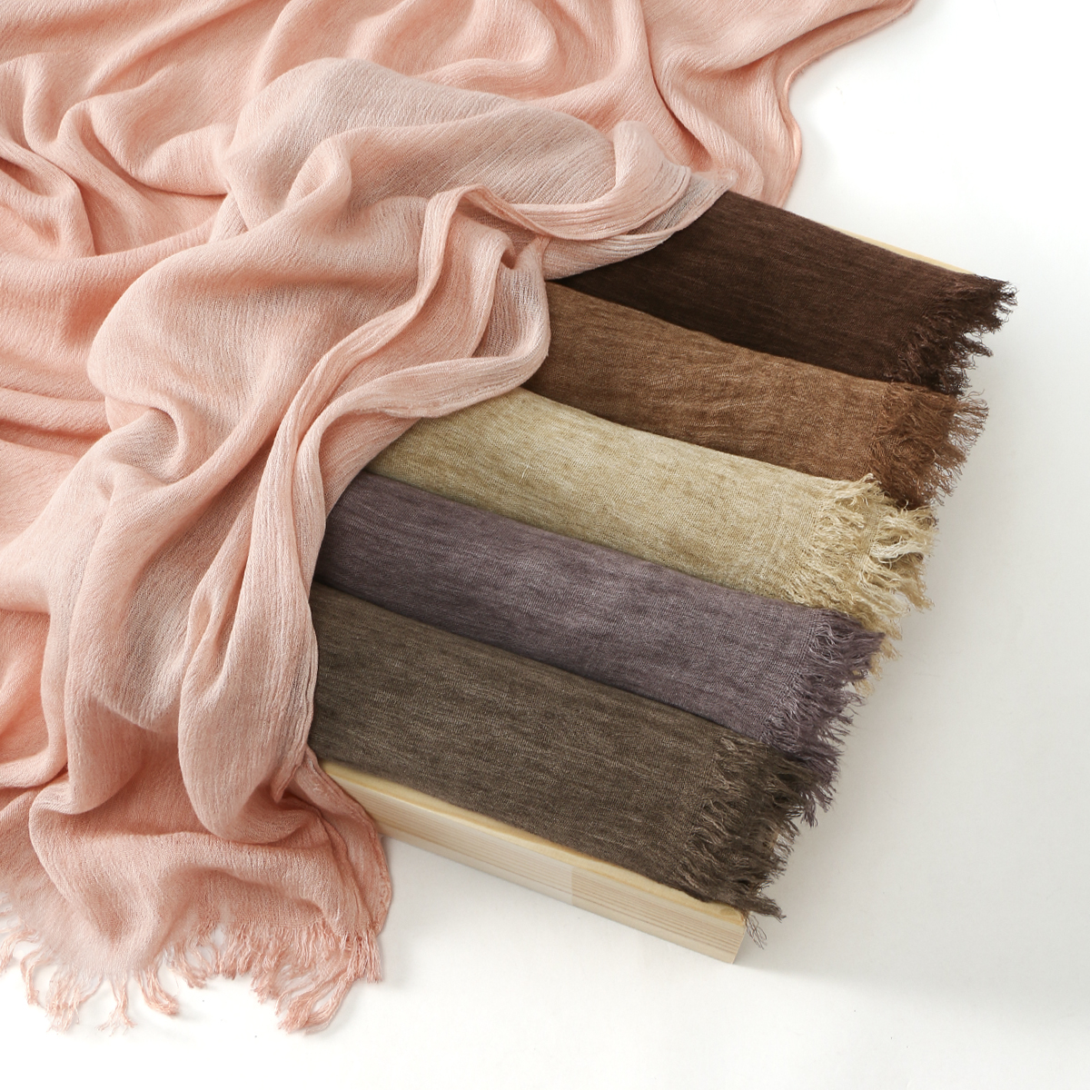 Foulard Hijab Musulman en Modal et Rayonne Froissée pour Femme, Couleur Unie, Bandeau Respirant, Turban, Ramanda 180*65cm