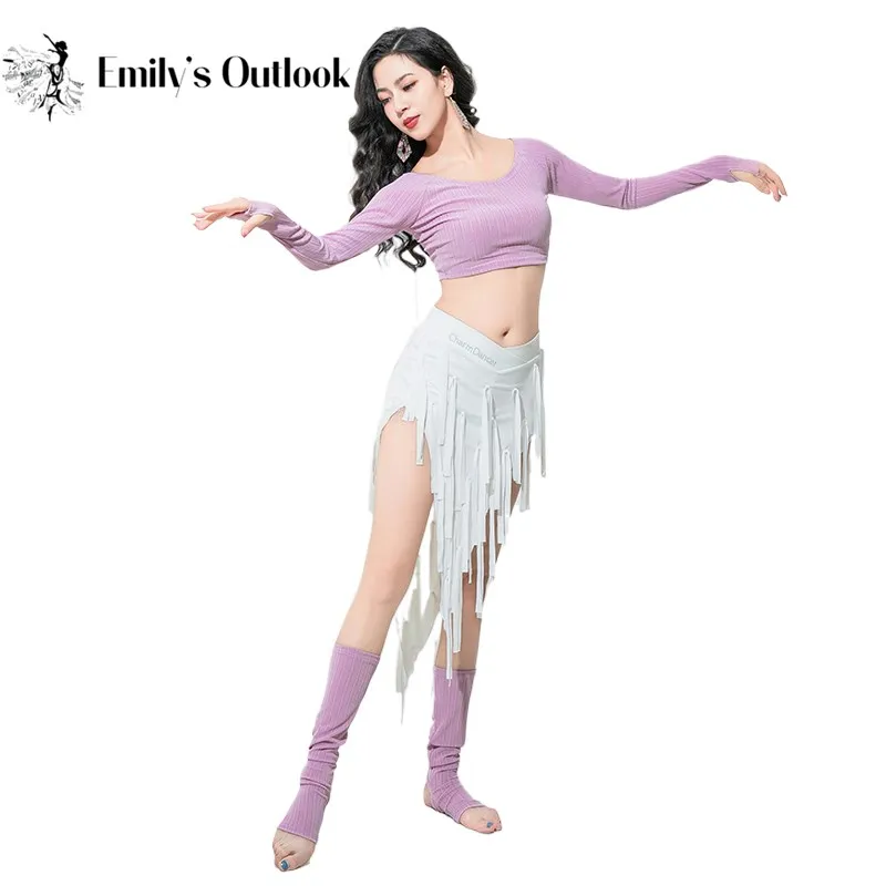 Bellylégiti- Jupe Triangle à Franges pour Femme, Écharpe de Hanche, Manches sulf, Trou de Pouce, Chauffe-Jambes, Costume de Danseuse Finaniquement