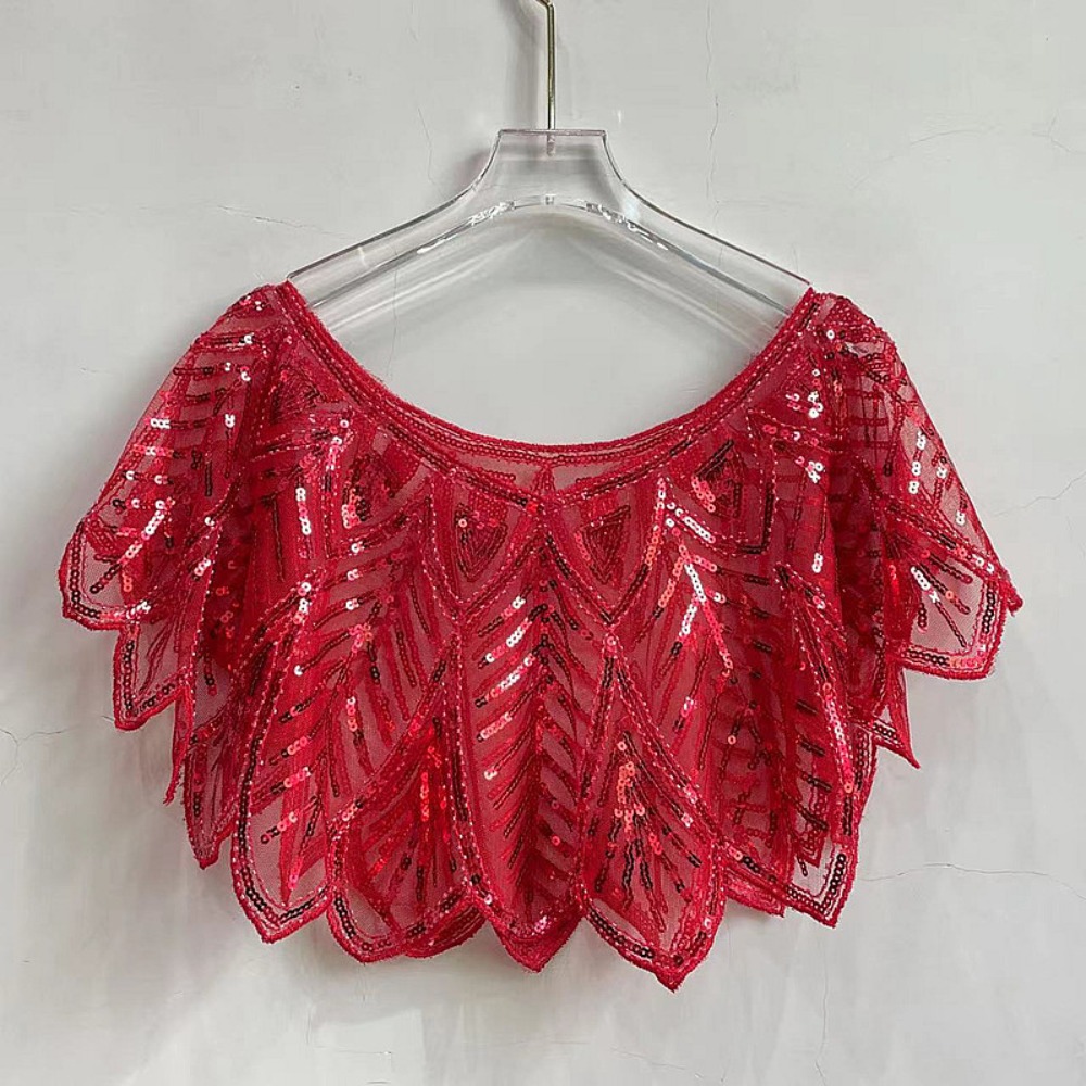 Élégant châle-cape d'été sans manches en polyester à col en V, orné de perles, 6 couleurs, pour femme