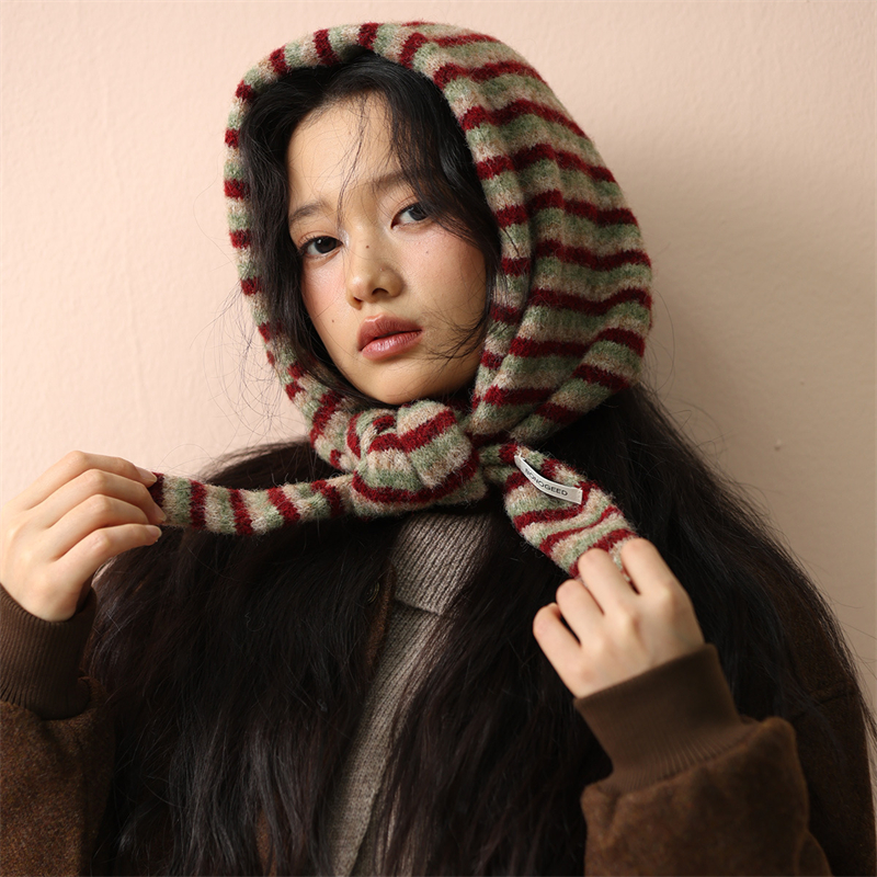 Femmes laine écharpe châle hiver multi-fonctionnel chaud doux tricoté rayé Triangle marque de mode Bandana dame foulards foulard