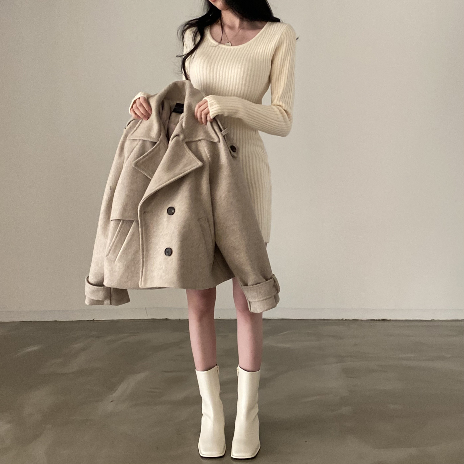 Manteaux courts en laine pour femmes, vestes mélanges à col rabattu, épais et chaud, Streetwear Y2k, vêtements d'extérieur de travail, automne hiver