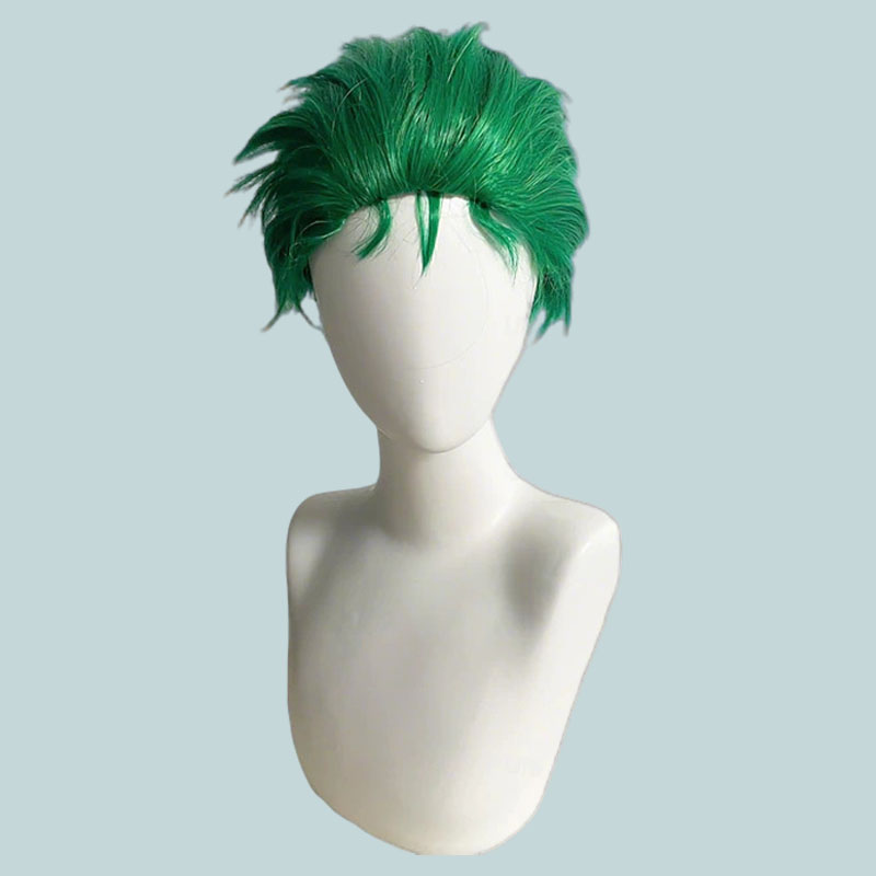 Perruque de Cosplay Anime Straw Hat Pirates Roronoa Zoro, cheveux synthétiques courts verts pour femmes et hommes, accessoires de fête de carnaval d'halloween