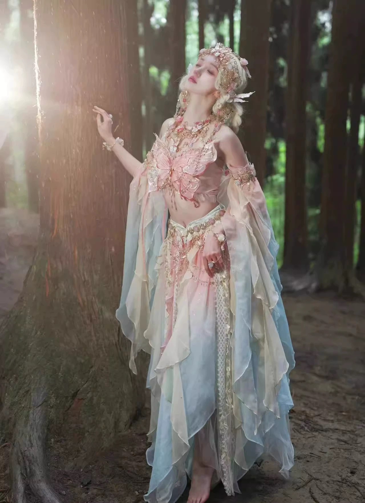 Robe papillon Hanfu, robe de style exotique elfique, robe sirène, jupe de princesse de la région occidentale, robe Han pour filles, costume de fée de la jungle