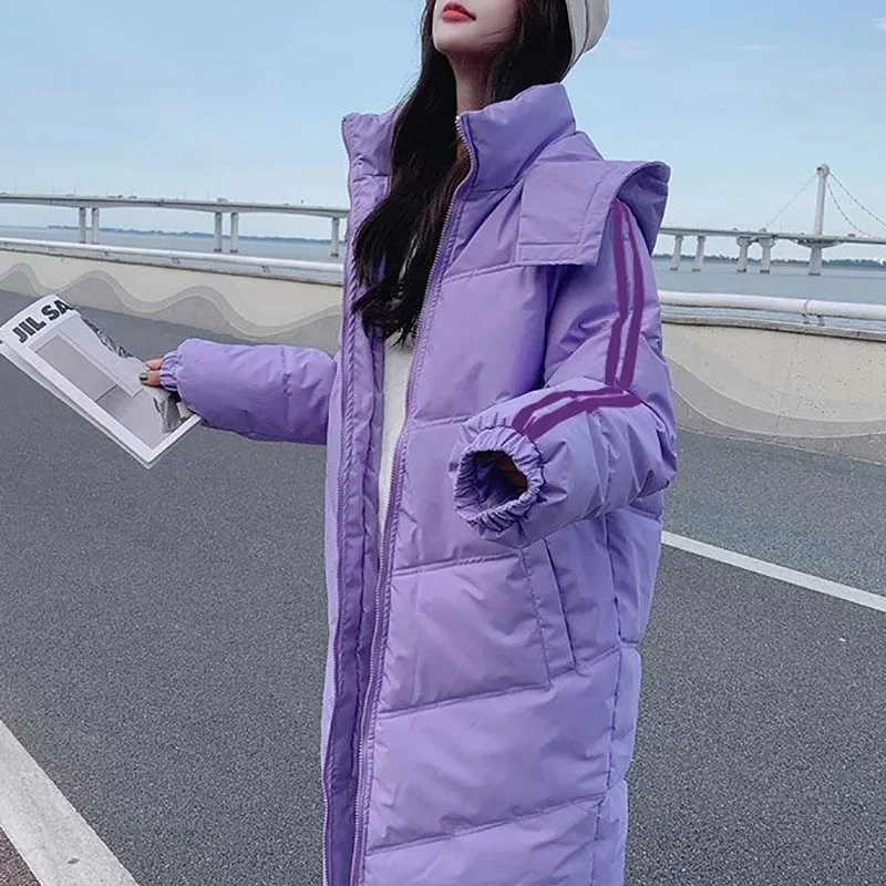 2025 hiver femmes veste manteaux longs Parkas femme vers le bas coton à capuche pardessus épais chaud vestes coupe-vent décontracté étudiant manteau