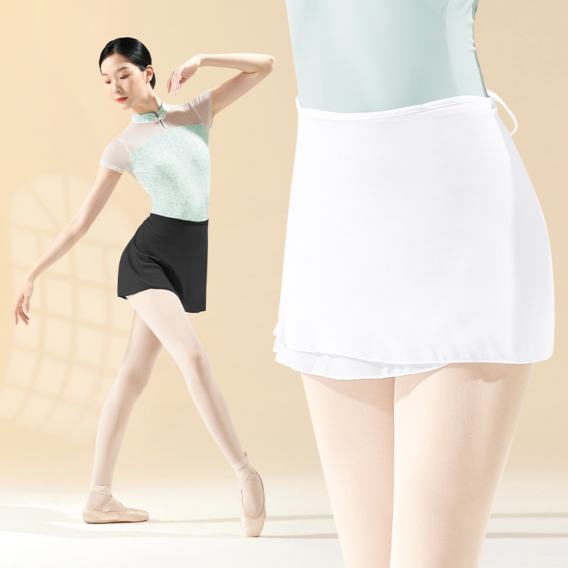 Jupes de ballet femme jupe portefeuille de danse courte adulte cravate jupe en mousseline de soie ballerine jupe à lacets robe de ballet Costumes de gymnastique