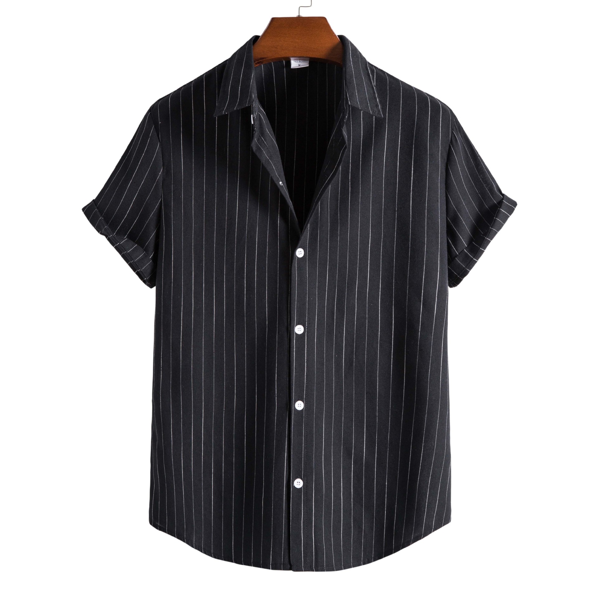 Été hommes décontracté chemise formelle hauts à manches courtes chemises rayées homme mode affaires t-shirt plage sociale t-shirt homme vêtements