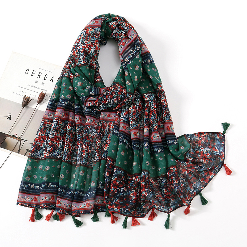 Écharpe en Viscose et Coton pour Femme, Jolis Châles à Fleurs, Enveloppes, Écharpes Fines à la Mode, Glands, Pashmina, Qualité, Nouvelle Collection Automne 2023