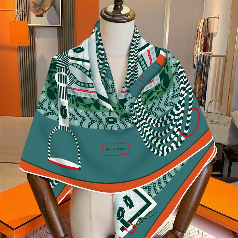 Écharpe d'hiver chaude 135CM pour femme, en soie et cachemire, carrée, de marque, châle de luxe, foulards, étoles, pashminas, hijabs, bandanas