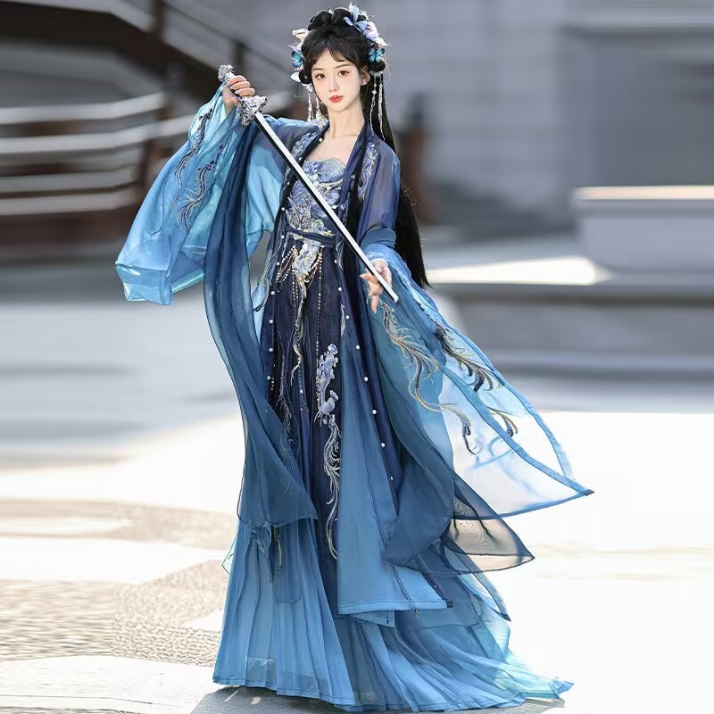 Nouvelle robe Hanfu femmes chinois brodé marine Hanfu costumes femme Halloween carnaval fée Cosplay Costume fête Hanfu robe