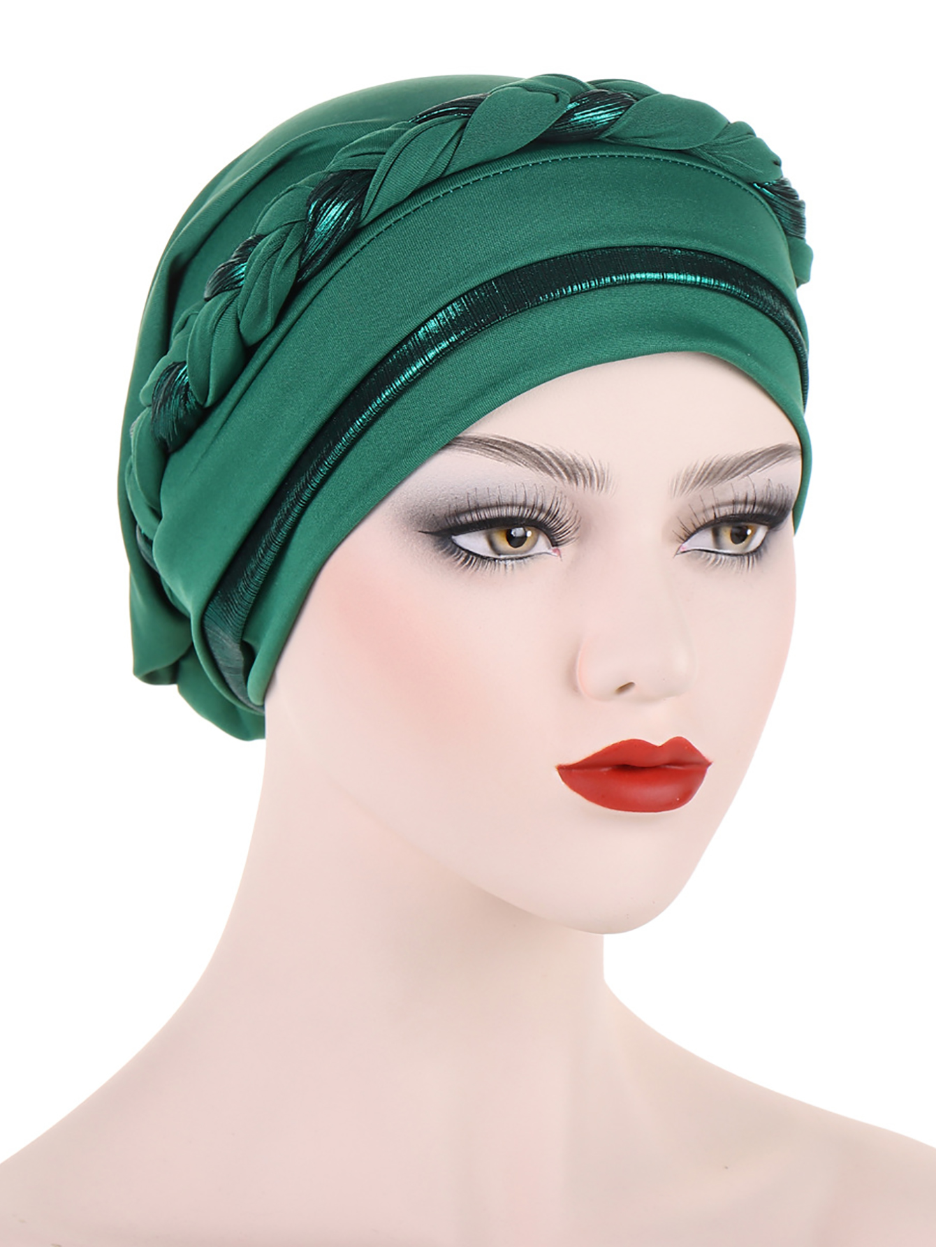 Casquettes Hijab musulmanes tressées pour femmes, bloc de couleur, tête enveloppante, Ramadan, doux et élastique, mode dames, Turban