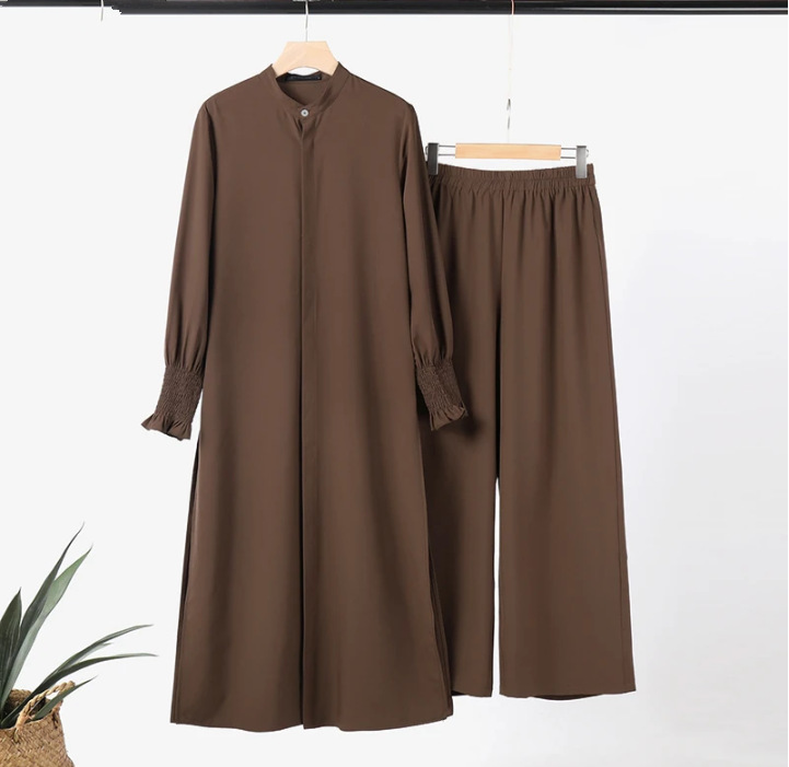 Ensemble kimono décontracté pour femmes musulmanes, manteau long, pantalon large imbibé, ramadan, Maroc, Dubaï, Islam, tenues arabes, 2 pièces