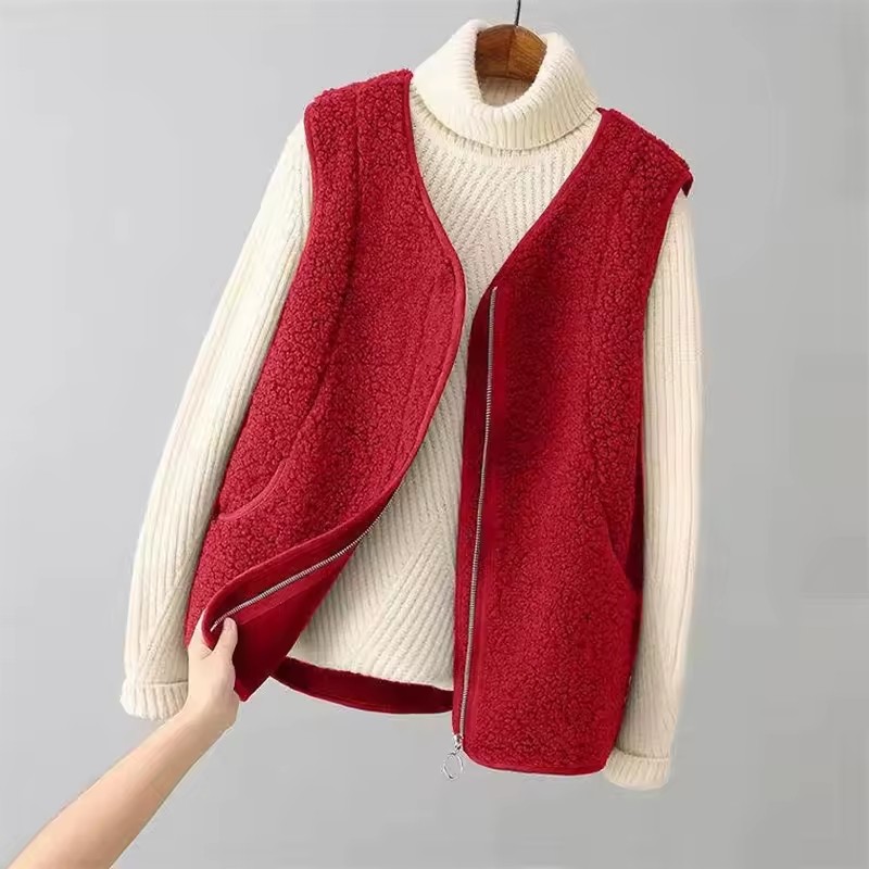 Gilet court en fausse laine d'agneau pour femme, vêtement d'extérieur, Imitation d'agneau, sans manches, confortable, mode automne hiver 2025