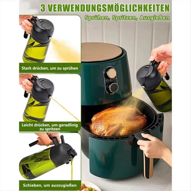 Bouteille pulvérisateur d'huile d'olive, pulvérisateur de cuisine en verre intégré pour pulvériser et verser, 16 onces / 470 ml