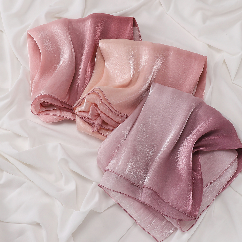 Hijab en satin brillant bicolore, foulards froissés, châle pour femmes, hijab musulman, bandana en crêpe, hijab en soie brillante islamique