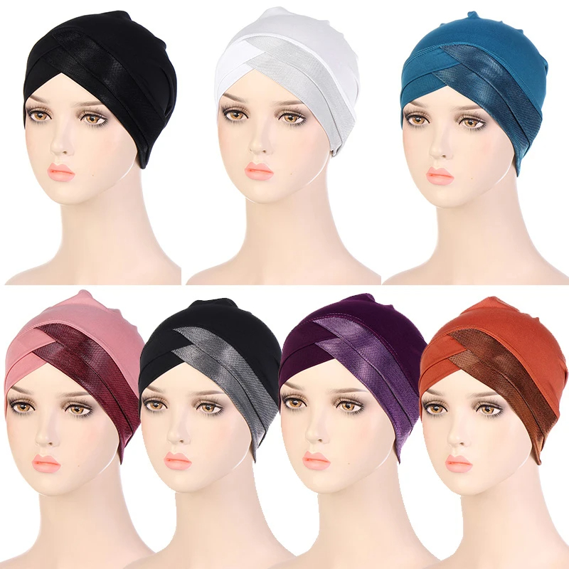 Turban Musulman avec Croix Frontale pour Femme, Casquette Hijab Intérieure Islamique, Sous-Foulard Arabe