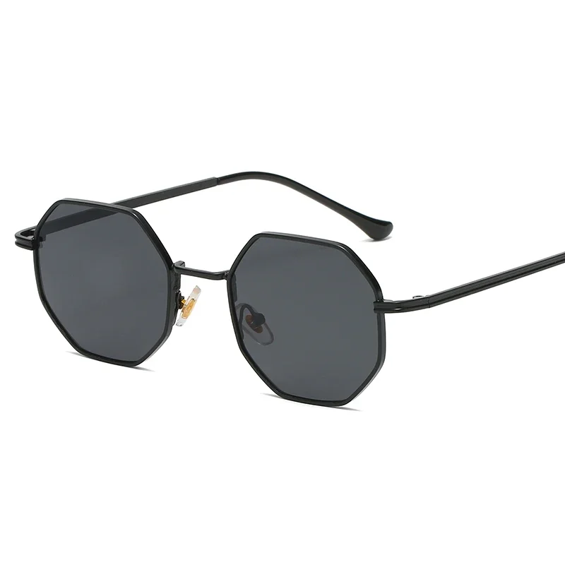Lunettes de soleil pour femmes, lunettes de soleil en métal polygonales, monture vintage, lunettes de soleil de marque de luxe pour hommes, lunettes de soleil miroir UV400 pour femmes