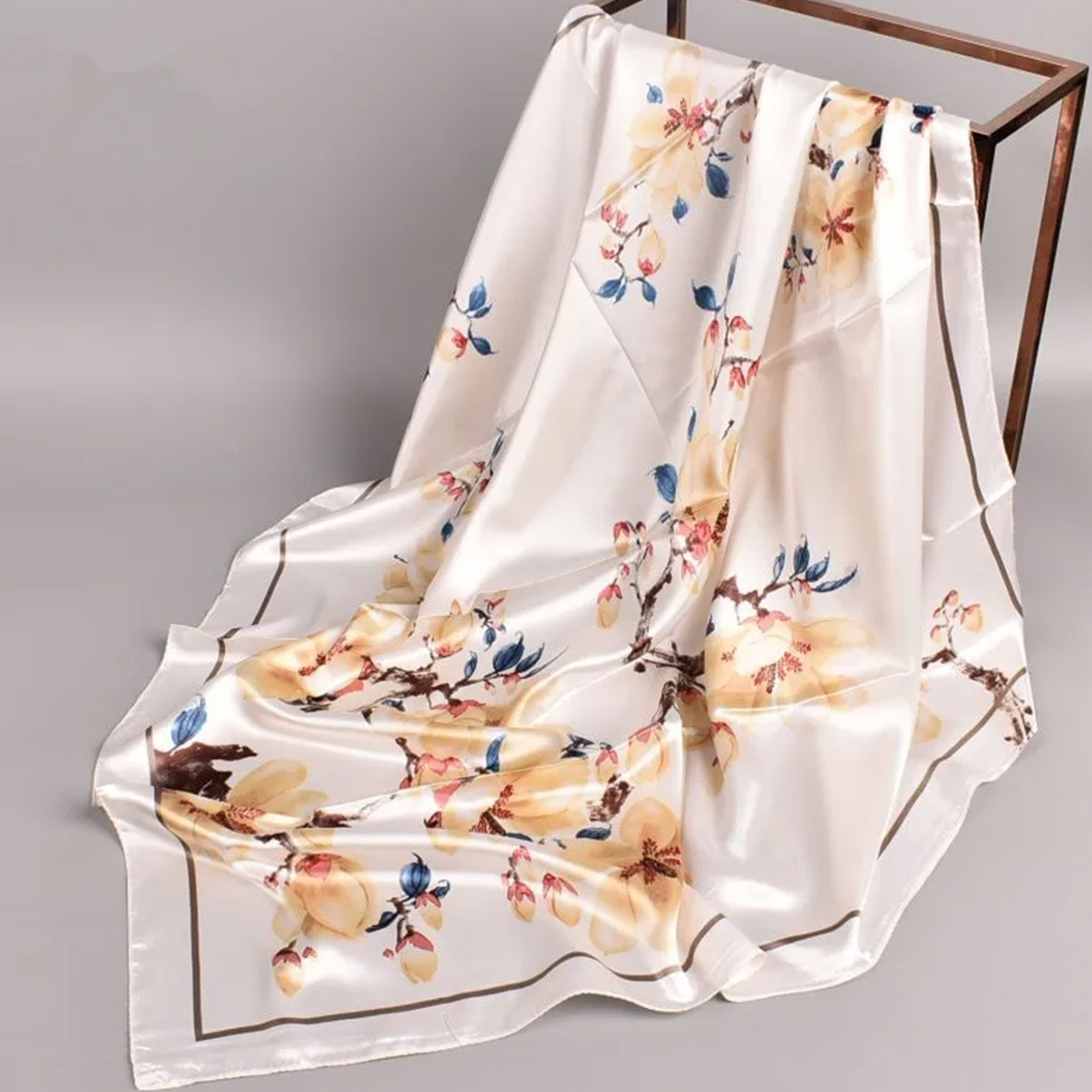 Nouveau foulard carré en soie tendance pour femme, bandeau doux, écharpe vintage, hijab imprimé floral, pashmina, bandana