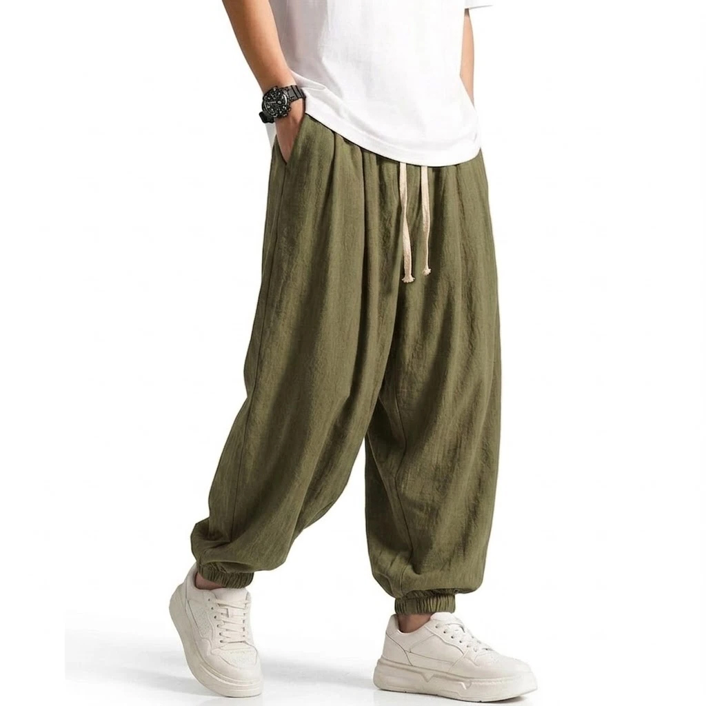 Pantalon Harem Coréen pour Homme en Coton Uni, Joggers Décontractés Respirants, Pantalon de Sport Ample pour Yoga, Travail, Quotidien et Streetwear