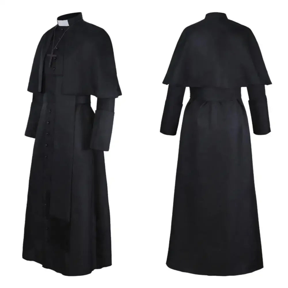 Robe Médiévale Rétro Quatre Couleurs, Tenue Complète de Cosplay, Costume de Prêtre et de Présenteuse pour Adultes, Idéal pour Halloween, Carnaval et Jeux de Rôle