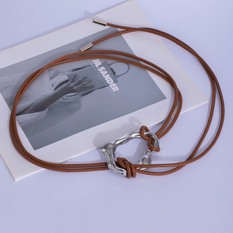 Ceinture en cuir souple nouée pour femmes, boucle en métal, ceinture fine pour manteau, pull, robe, accessoires de mode
