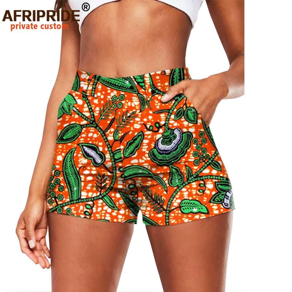 Shorts imprimés africains, mode d'été, décontractés, sexy, en coton, grande taille, coupe ajustée, taille haute, Ankara Dashiki AFRIPRIDE A2021002