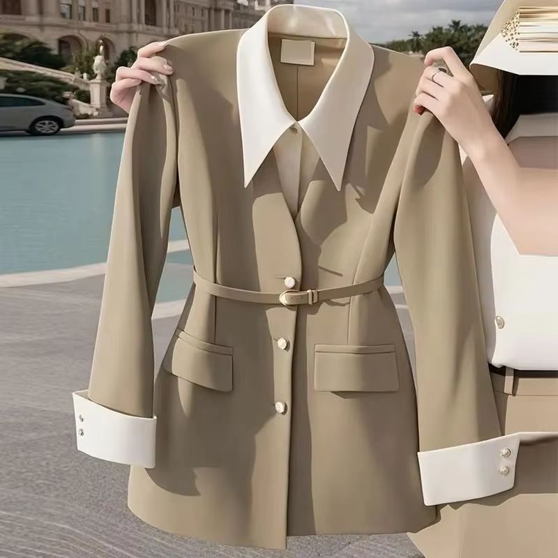 Manteau de costume pour femmes, veste Blazer populaire avancée pour dames, faux deux articles décontractés, vêtements d'extérieur pour dames, printemps-automne 2025