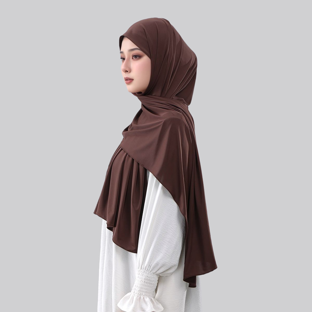 Foulard Hijab en Jersey Liquide Tendance pour Femme, Voile Musulman, Châle Islamique, Couvre-chef Ramadan ﻿ 180*60cm