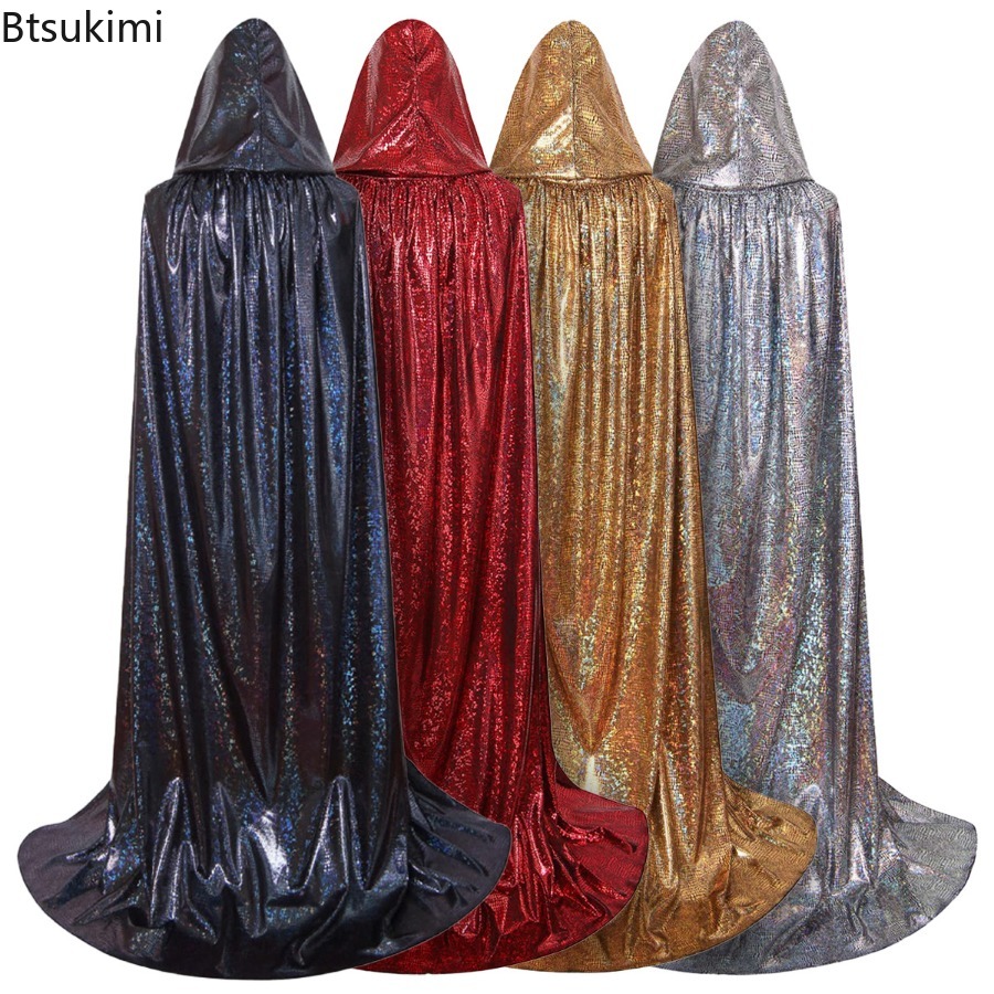 Cape à capuche Cosplay médiévale longue Cape Halloween fête femmes hommes adulte Mage de la mort sorcellerie Wicca Robe dissimuler Robe reconstitution