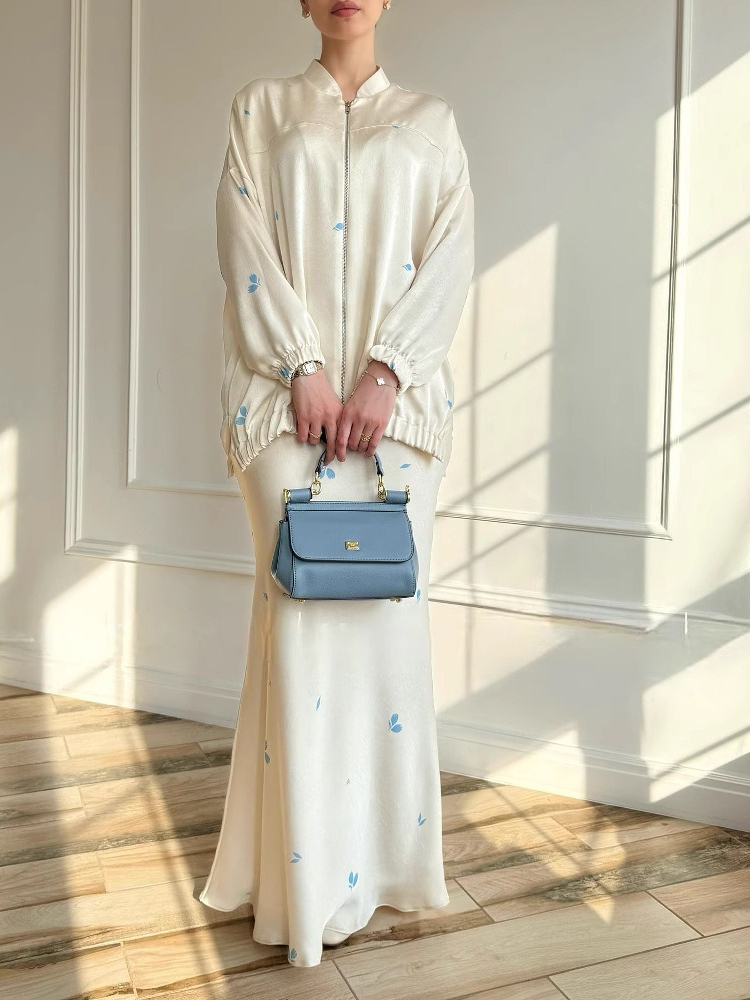 Eid – costumes musulmans pour femmes, chemisiers imprimés, veste à fermeture éclair, jupe deux pièces, Ensemble musulman, dubaï, arabe, marocain, Islam, décontracté, Ramadan