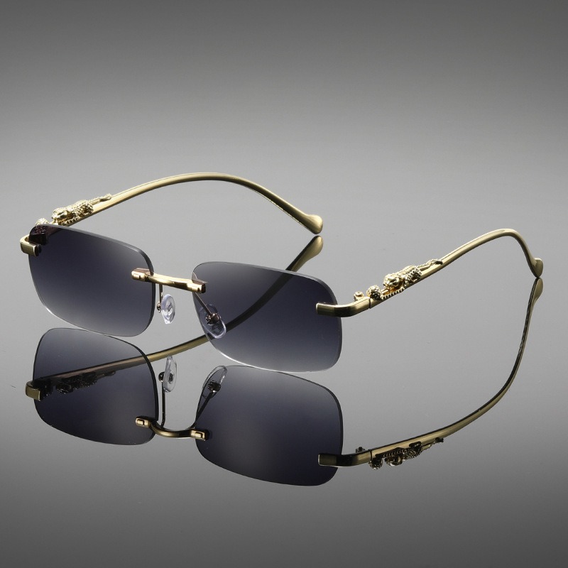 Lunettes de soleil carrées sans monture, à bords taillés en diamant, tendance, pour hommes et femmes, lunettes de voyage, montures fines haut de gamme