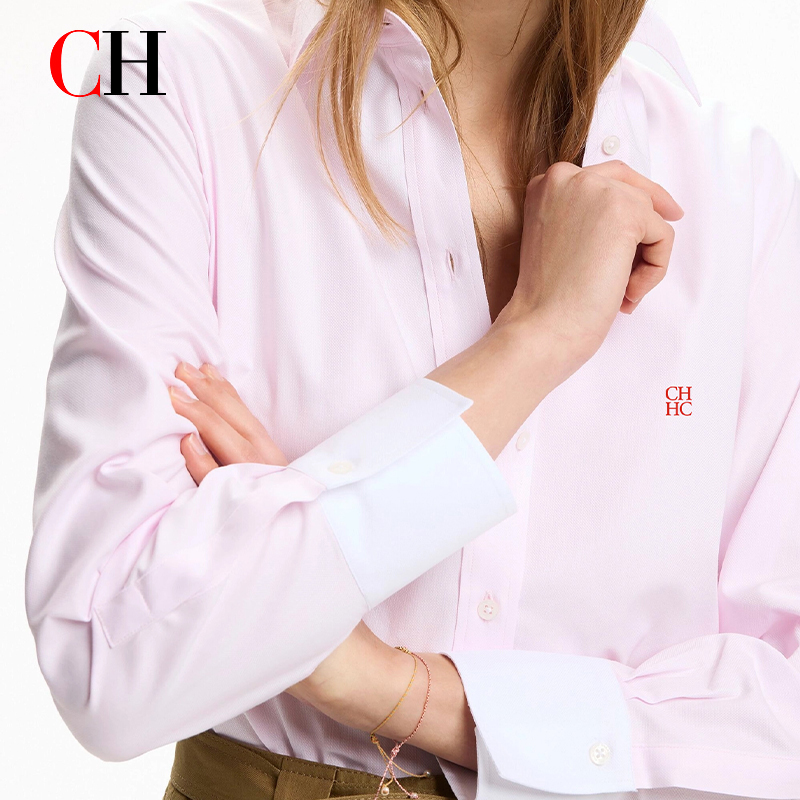 Vêtements pour femmes CH - Haut de travail ajusté à col et manches longues, tendance