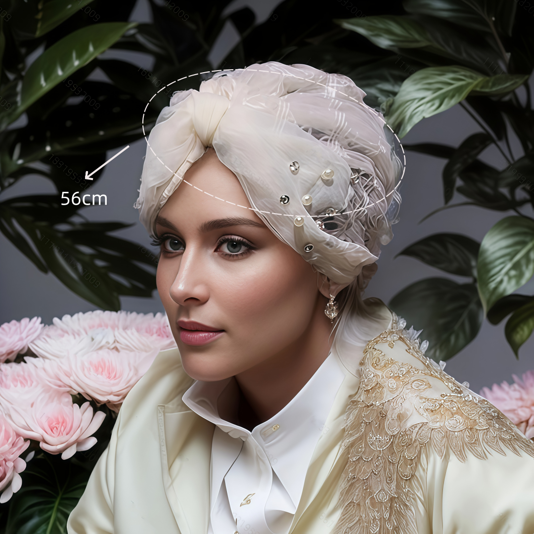 Chapeau Turban indien pour femmes, couvre-chef extensible en strass, Bonnet musulman crista plissé, foulard