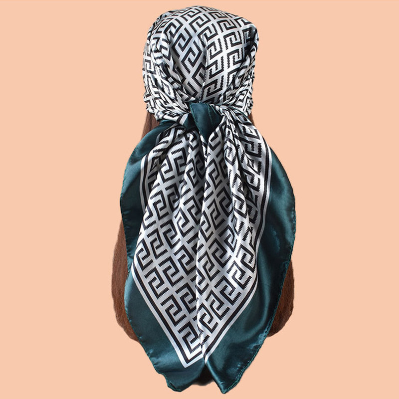 Foulard en soie de haute qualité, couvre-chef pour femmes, quatre saisons, Hijab, Bandana de luxe, 90x90cm
