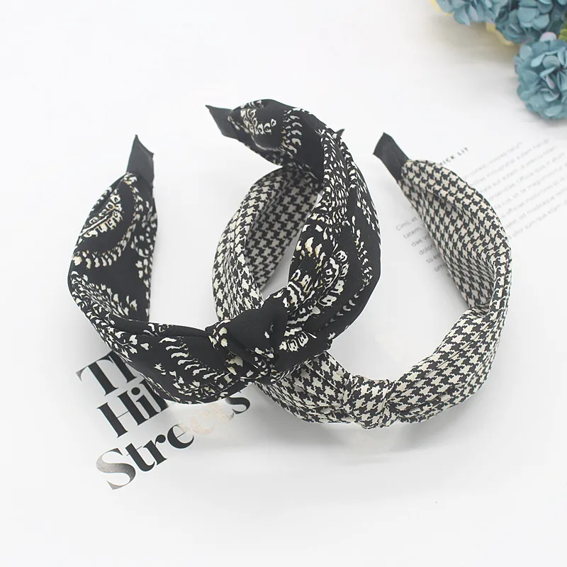 Bandeau noué en tissu de Style ethnique, accessoires de cheveux à bord large pour femmes et filles, bandeau antidérapant à la mode