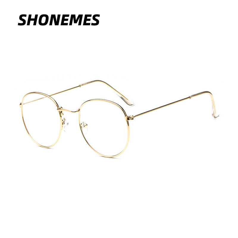 SHONEMES Lunettes rondes classiques monture en métal lunettes rétro unies or argent noir pour hommes femmes