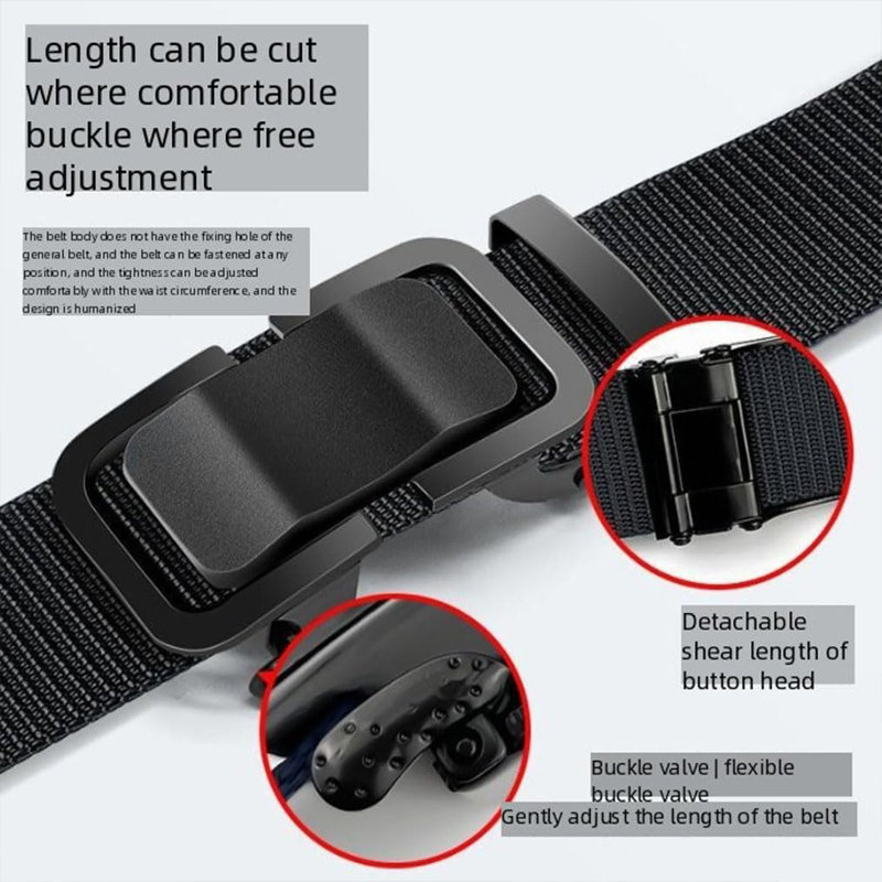 Ceinture tactique pour homme, boucle automatique entièrement métallique, ceinture en nylon et toile, idéale pour la chasse, le golf, les activités de plein air, durable, pour pantalons et jeans.